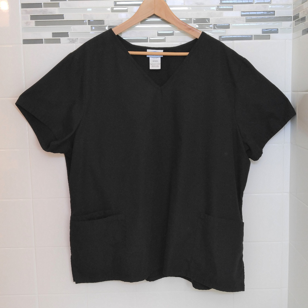 SB Scrubs Top Black with Three Pockets